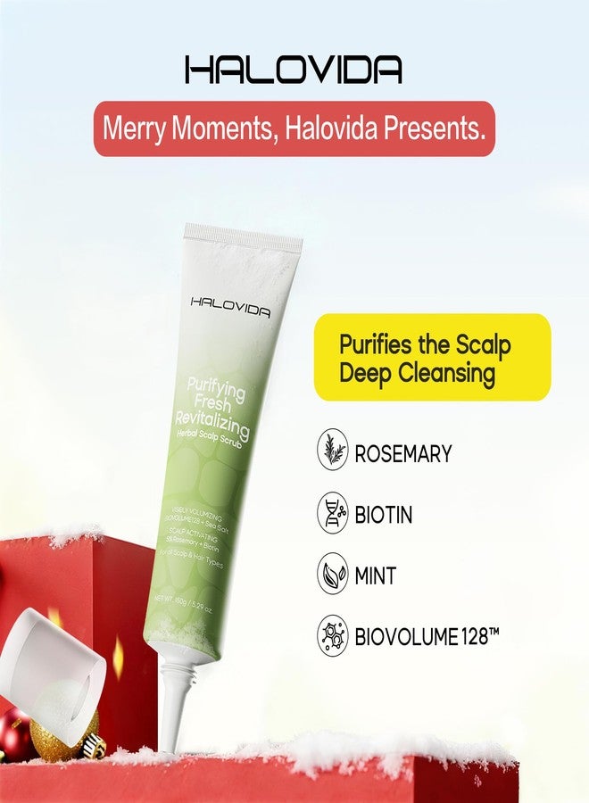 HALOVIDA Sea Salt Rosemary & Mint Scalp Scrub, Clean Silicon Oil-Free, Itchy Relief Scalp Treatment for Dandruff, Gently Exfoliator Cruelty-Free, Relieves Dryness, Promotes Hair Growth - Image 2